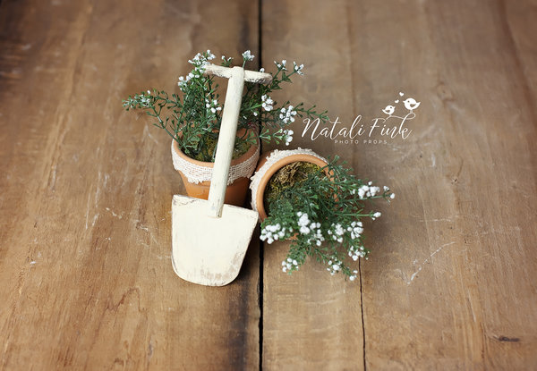 Miniature Gardener Rake and Shovel Deco Handmade Props Photo Wooden Items Accessories