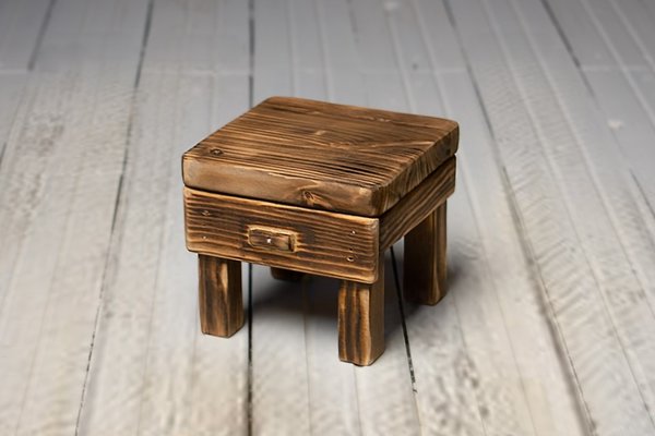 Nachttisch Beistelltisch Tisch Stuhl Deko Holz Handmade Requisit Photo Props Studio Posiert Zubehör