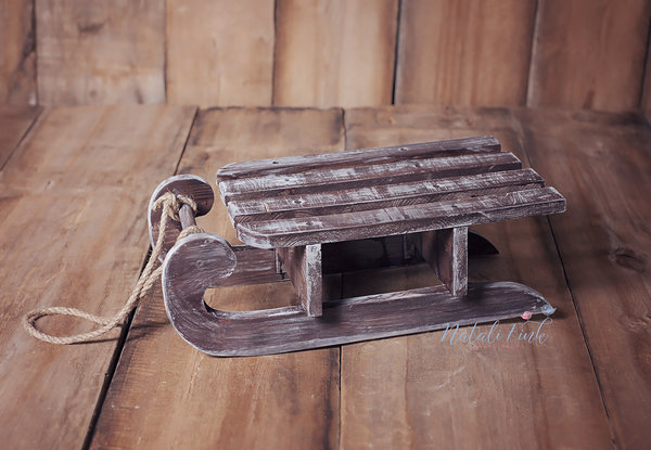 Holzschlitten Kinderschlitten Rodelschlitten Deko Holz Handmade Requisiten Studio Posiert Zubehör