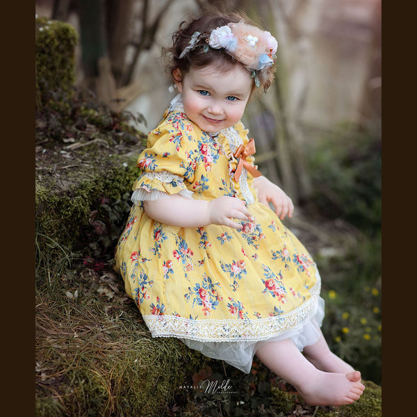 Set Kleid & Blumen Haarband vintage/boho style Handmade Requisiten Baby Photo Props Accessoires