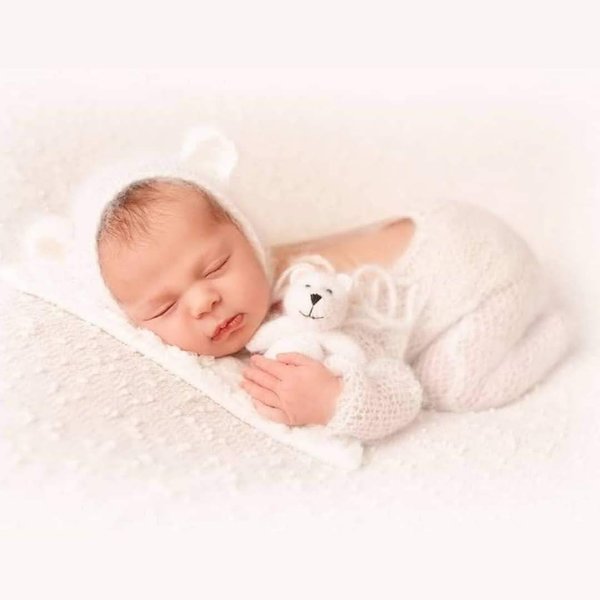 Knitted bear cuddly toy Handmade props photo textiles baby kids accessories
