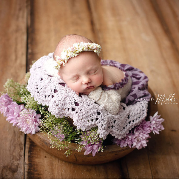 Crocheted lacy round blanket cover cover top layer Handmade props photo textiles baby accessories