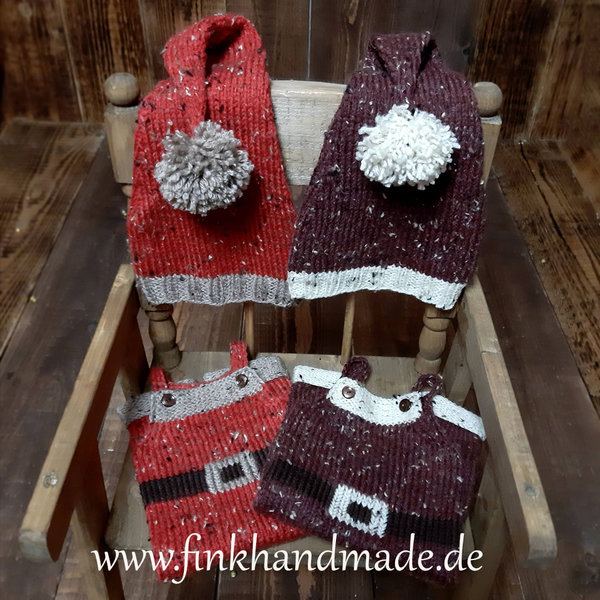Weihnachtsmann Anzug Nikolaus Outfit Set Romper & Zipfelmütze Handmade Baby Photo Props