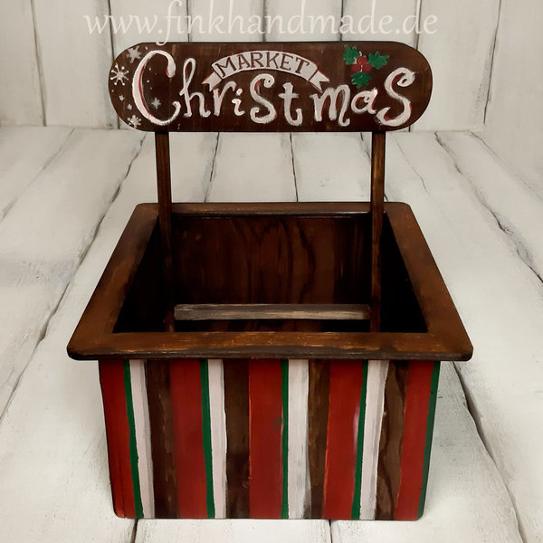 Wooden box sales stand market stall chimney Striped Christmas Nicholas Deco Handmade Props Photo