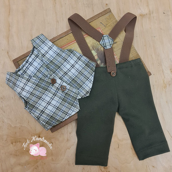 Jungen Outfit Set mit Weste Hose Hosenträger  Handgemachte Requisiten Foto Props Textilien Baby Kind