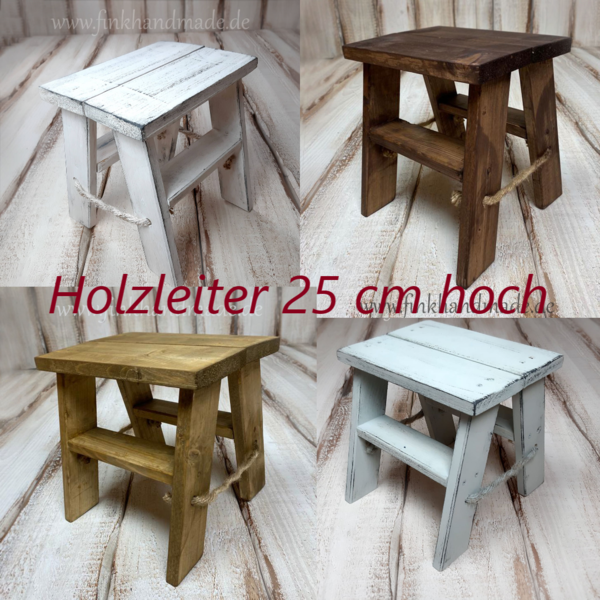 Holz Leiter 25x20 x27 cm. Steigleiter Trittleiter Schrotleiter Stuhl Bank Deko Handmade Requisiten