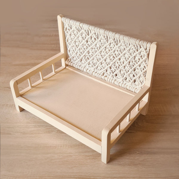Wooden Bed Armrest Macrame Decoration Handmade Props Baby Kids Photo Props Accessories
