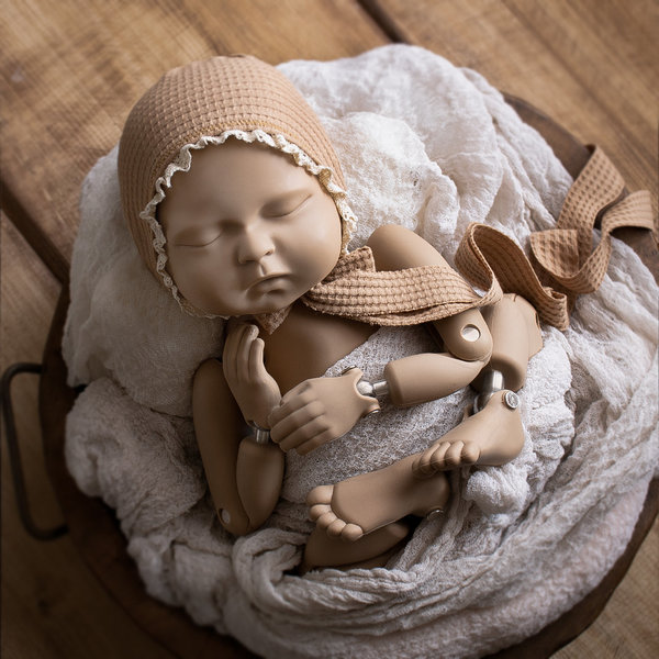 Mütze mit Baumwolle Spitzen Rüschen rustik  Bonnet Handgemachte Requisiten Foto Props Textilien Baby