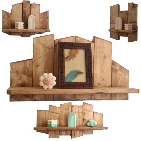 Wall shelf wood holder candle pictures photo frame deco